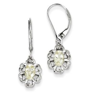 Genuine Lemon Quartz Diamond Earrings Set In Sterling Silver